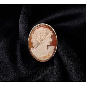 Vintage 800 Silver Real Cameo Brooch Pendant Oval Shape Elegant Design First Hal